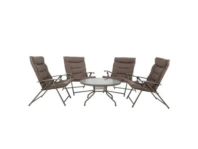 Juego Comedor Terraza Jardín Mesa + 4 Sillas Metal