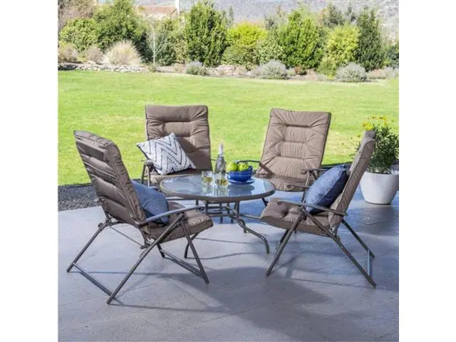 Juego Comedor Terraza Jardín Mesa + 4 Sillas Metal