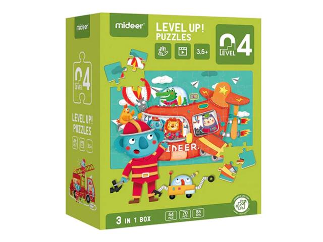 Puzzle Rompecabezas Infantil 3 en 1 Nivel 4 Bomberos