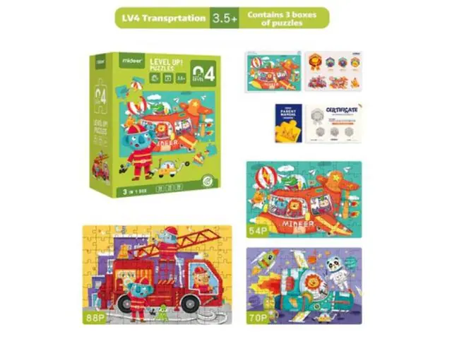 Puzzle Rompecabezas Infantil 3 en 1 Nivel 4 Bomberos