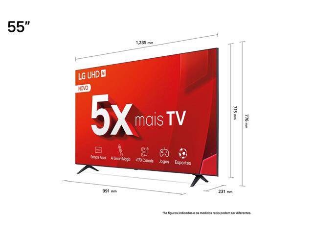 Smart TV LED 55"LG UHD 4K IA ThinQ TV HDR10 webOS 24 3HDMI Alexa Wi-Fi - 3