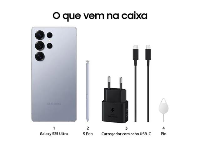 Smartphone Samsung Galaxy S25 Ultra 512GB Titânio Azul 12GB RAM