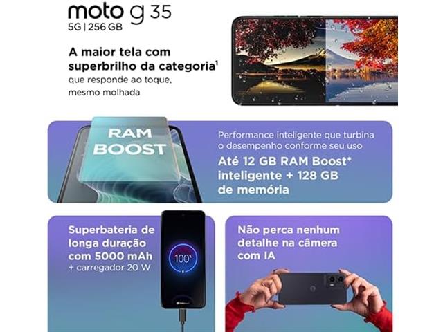 Smartphone 5G Motorola G35 256GB 12GB RAM Android 14 Cinza - 5