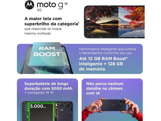 Smartphone 5G Motorola G35 128GB 12GB RAM Android 14 Verde - 7