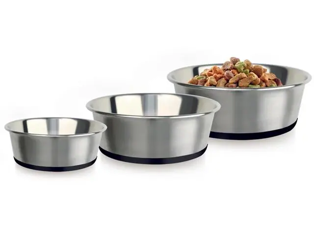 Plato de acero antideslizante base de silicón para mascotas grande