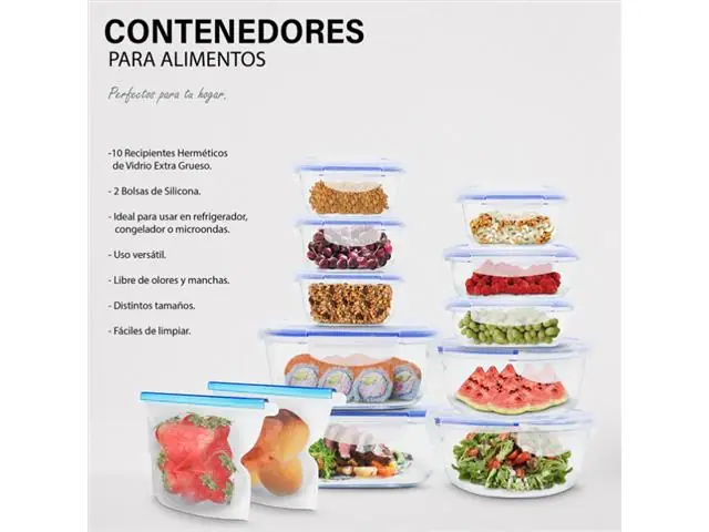 Recipientes hermeticos de vidrio con tapa 12 pz