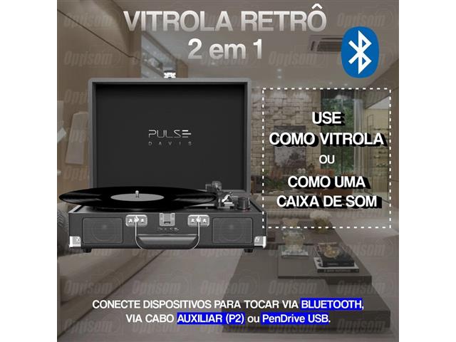 Vitrola Toca-discos Retrô Davis Bluetooth SP616 Pulse - 2