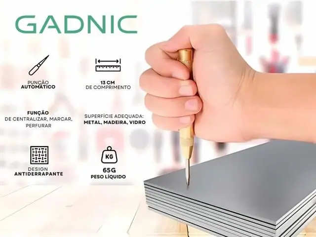 Punção Automático Punch para Marcar Furo em Ferro e Metal Gadnic - 1