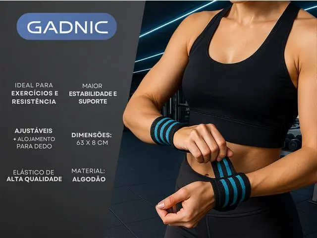 Par de Munhequeiras Elásticas  para Musculação Gadnic - 1