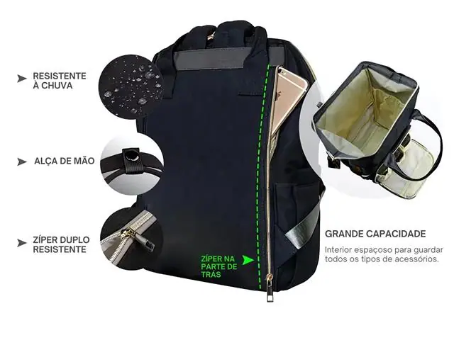 Mochila Bolsa Maternidade Gadnic com Porta Mamadeiras - 4