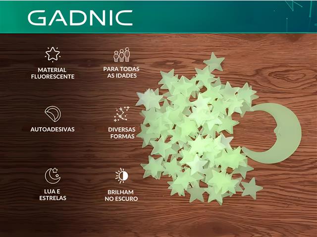 100 Estrelas Fluorescentes Neon Brilha No Escuro Teto e Parede Gadnic - 3