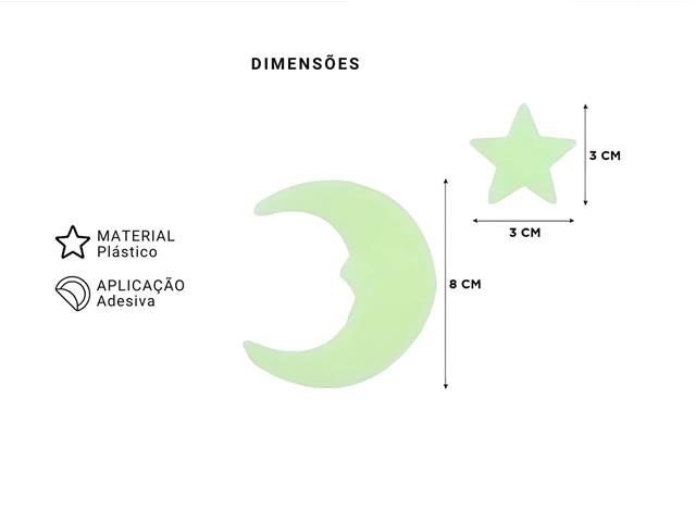 100 Estrelas Fluorescentes Neon Brilha No Escuro Teto e Parede Gadnic - 5