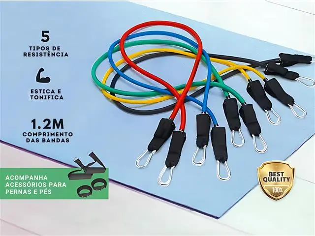 Kit 5 Elásticos Extensores Treino Academia Ginástica Musculação Gadnic - 1