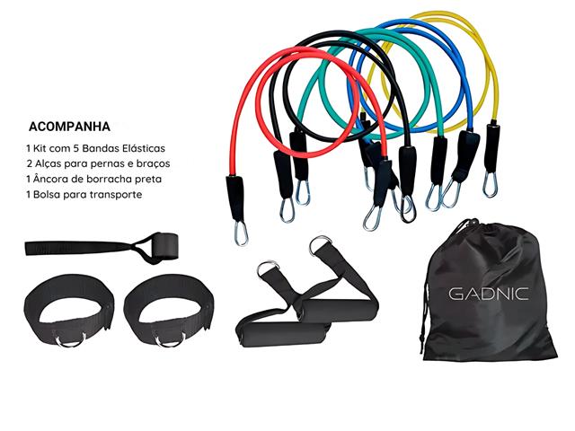 Kit 5 Elásticos Extensores Treino Academia Ginástica Musculação Gadnic - 6