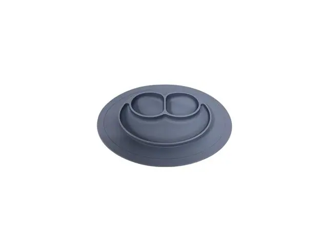 Kit 3 Alimentação Bebê Silicone Prato Gadnic Cor Cinza - 6