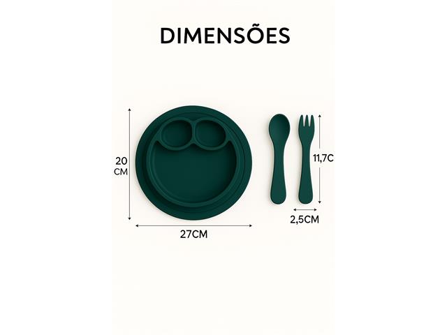Kit 3 Alimentação Bebê Silicone Prato Gadnic Cor Cinza - 4