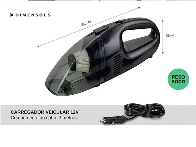 Aspirador de Pó Carro 12v Potente 80w Gadnic - 4