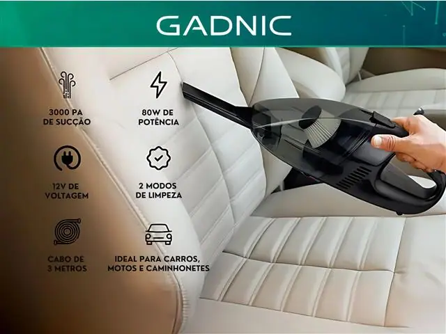 Aspirador de Pó Carro 12v Potente 80w Gadnic - 1