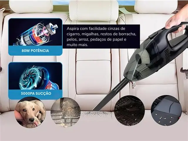 Aspirador de Pó Carro 12v Potente 80w Gadnic - 2