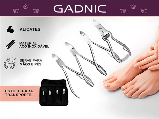 Kit de Alicates de Manicure e Pedicure Profissional 4 Peças Gadnic - 2