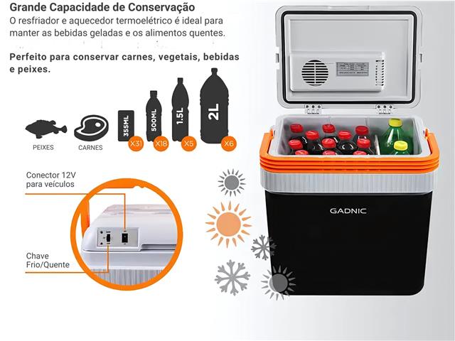 Mini Geladeira Portátil Cooler Automotivo 12V 24Lts Gadnic - 3
