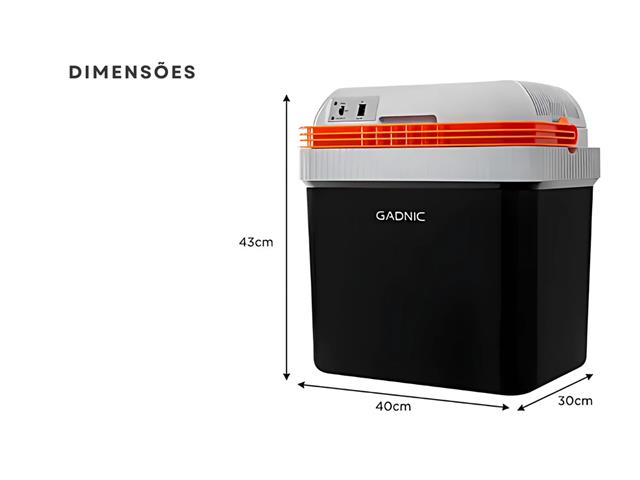 Mini Geladeira Portátil Cooler Automotivo 12V 24Lts Gadnic - 5