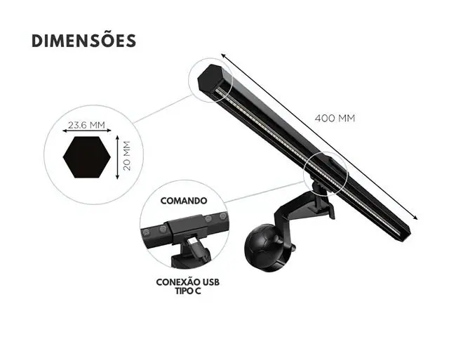 Luminária LED Barra USB para Monitor e Notebook Gadnic - 4