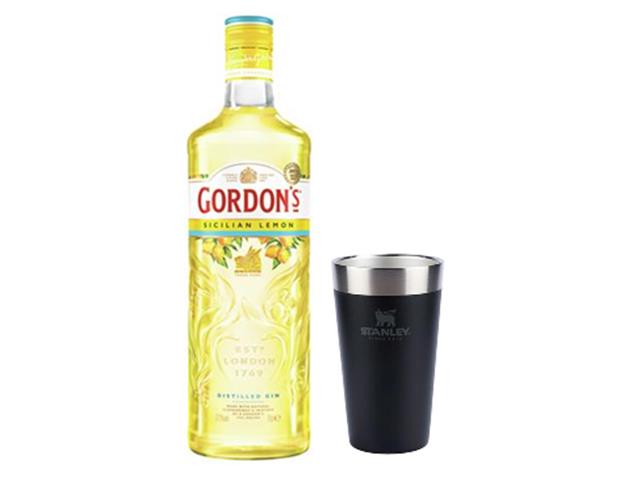 Gin Gordon's Sicilian Lemon Garrafa 700ml + Copo Stanley Black 473ML