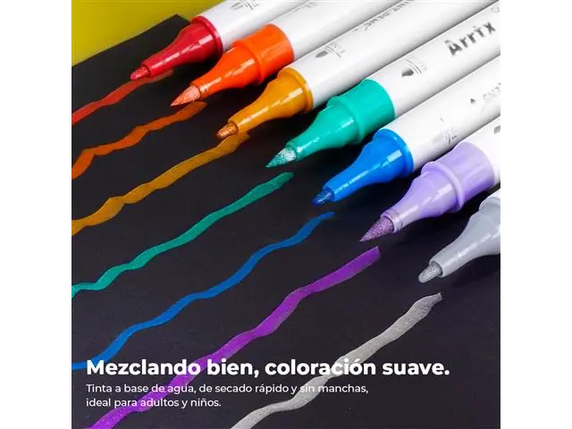 18 Marcadores Metálicos Doble Punta (Pincel&Fina) Arrtx