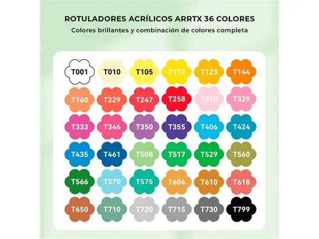 Marcadores Acrílicos de 36 Colores (Punta Pincel) Arrtx