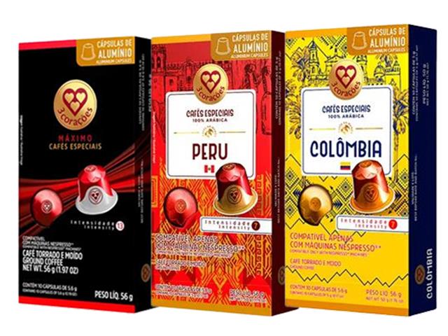Combo 30 Cápsulas Nespresso 3 Corações Três Regiões, Três Sabores