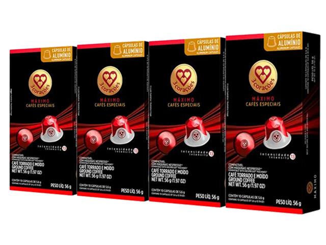 Combo 40 Cápsulas Café Nespresso 3 Corações Máximo Cafés Especiais