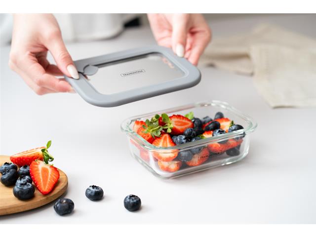 Pote de Vidro Tramontina Vittra Retangular com Tampa de Silicone 0,37L - 6