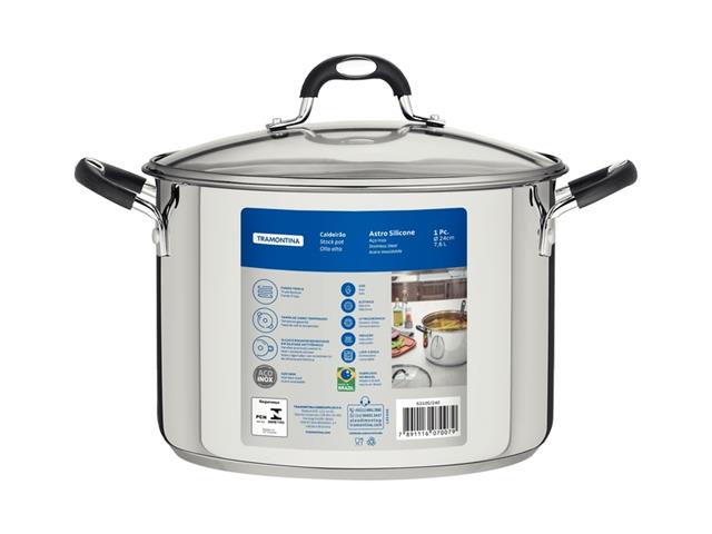 Caldeirão Tramontina Astro Silicone em Aço Inox com Tampa 7,6 L - 1