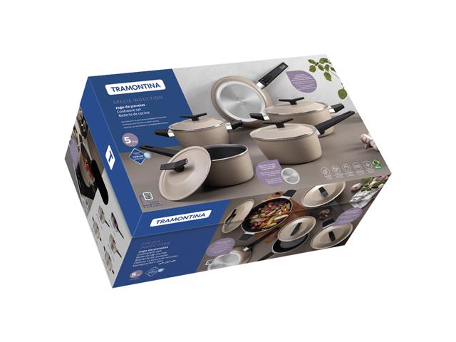 Jogo de Panelas Tramontina Spezia Antiaderente Starflon Areia 5 Peças - 6