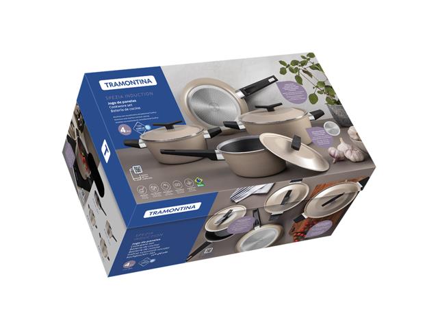 Jogo de Panelas Tramontina Spezia Antiaderente Starflon Areia 4 Peças - 5