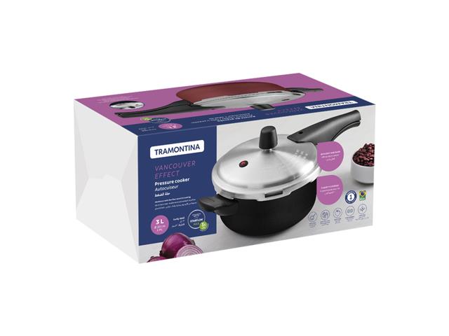 Panela de Pressão Tramontina Vancouver Alumínio Antiaderente Preto 3L - 3