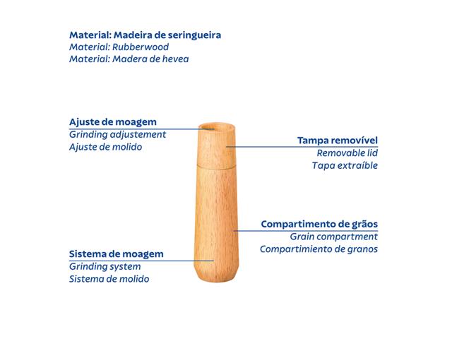Moedor de Sal e Pimenta Tramontina Realce em Madeira de 29,8 cm - 2