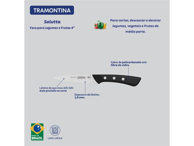 Faca para legumes e frutas Tramontina Solutta  4" Preto - 2