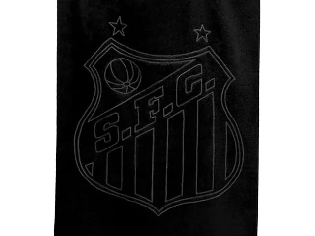 Toalha Buettner Jacquard Futebol Santos Preta Barra Trabalhada - 1
