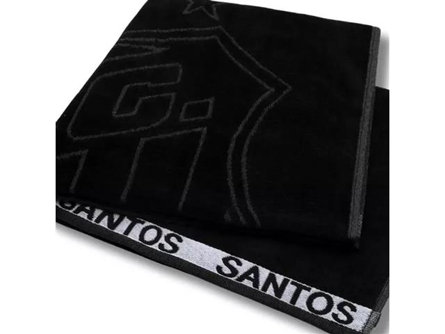 Toalha Buettner Jacquard Futebol Santos Preta Barra Trabalhada - 4
