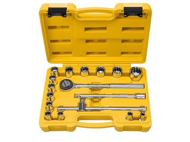 Juego de Dados Estriados Encaje 1/2" Tramontina + Maleta 17 Pzs