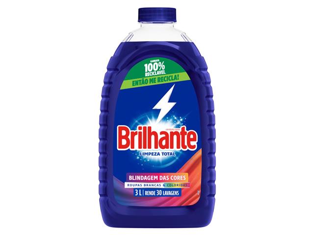 Lava Roupas Líquido Brilhante Limpeza Total 3L - 0