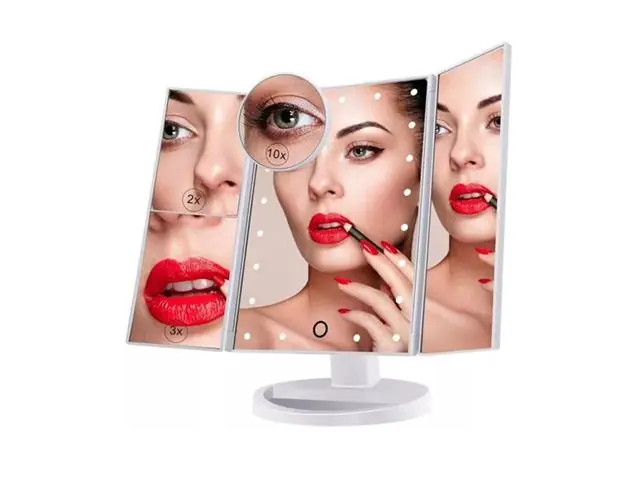 Espejo Maquillaje 22 Luces LED Aumento Giratorio