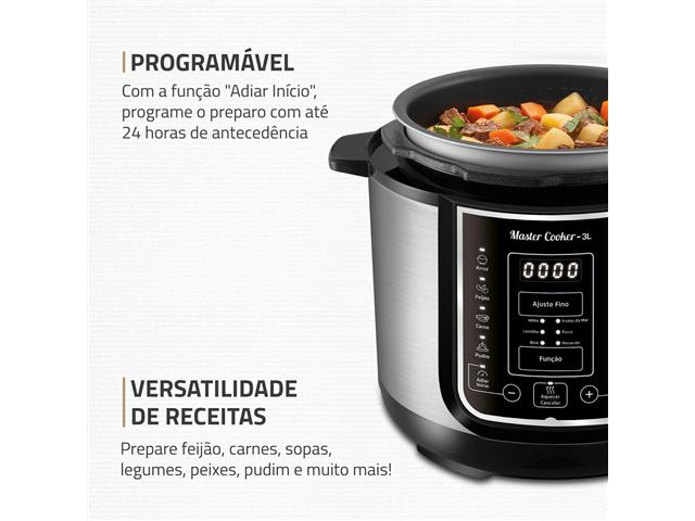 Panela de Pressão Elétrica Mondial, Master Cooker 700W 3L Preto 110V - 2
