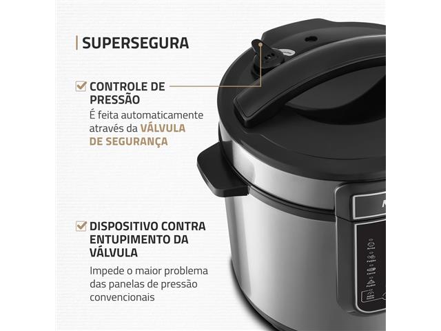 Panela de Pressão Elétrica Mondial, Master Cooker 700W 3L Preto 110V - 4