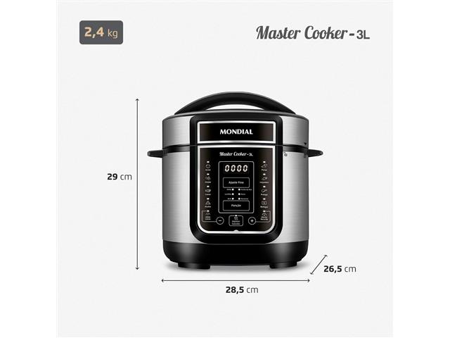 Panela de Pressão Elétrica Mondial, Master Cooker 700W 3L Preto 110V - 8