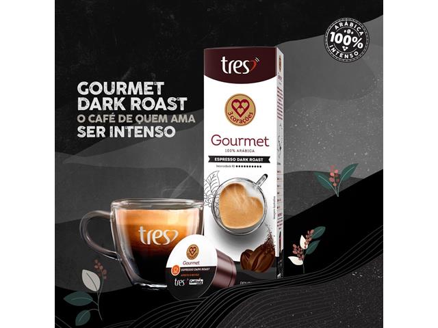 Cápsula de Café Espresso Gourmet Dark Roast TRES 3 Corações - 4
