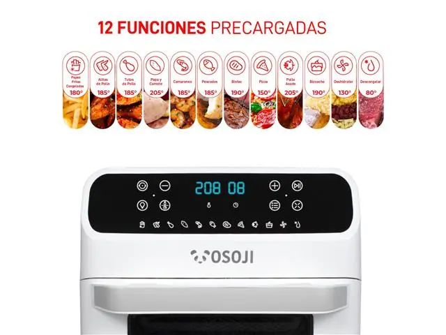 Freidora de Aire y Horno de Pizza Osoji 12 Lts Air Fryer