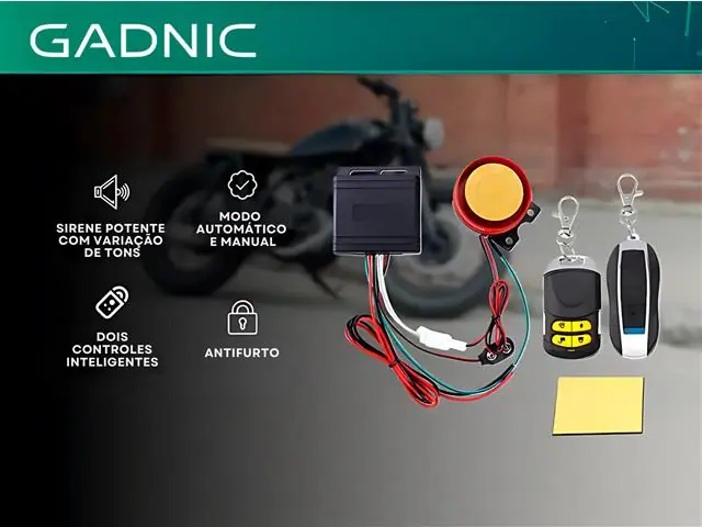 Alarme Universal para Motos com Controle Antifurto Gadnic - 1
